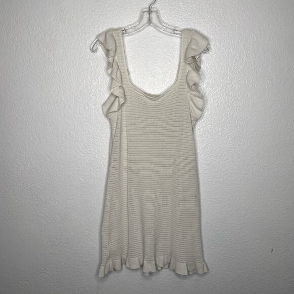 Anthropologie Dresses & Skirts - Anthropologie Womens Dress Size L White Sleeveless Knitted Crochet Style Lined